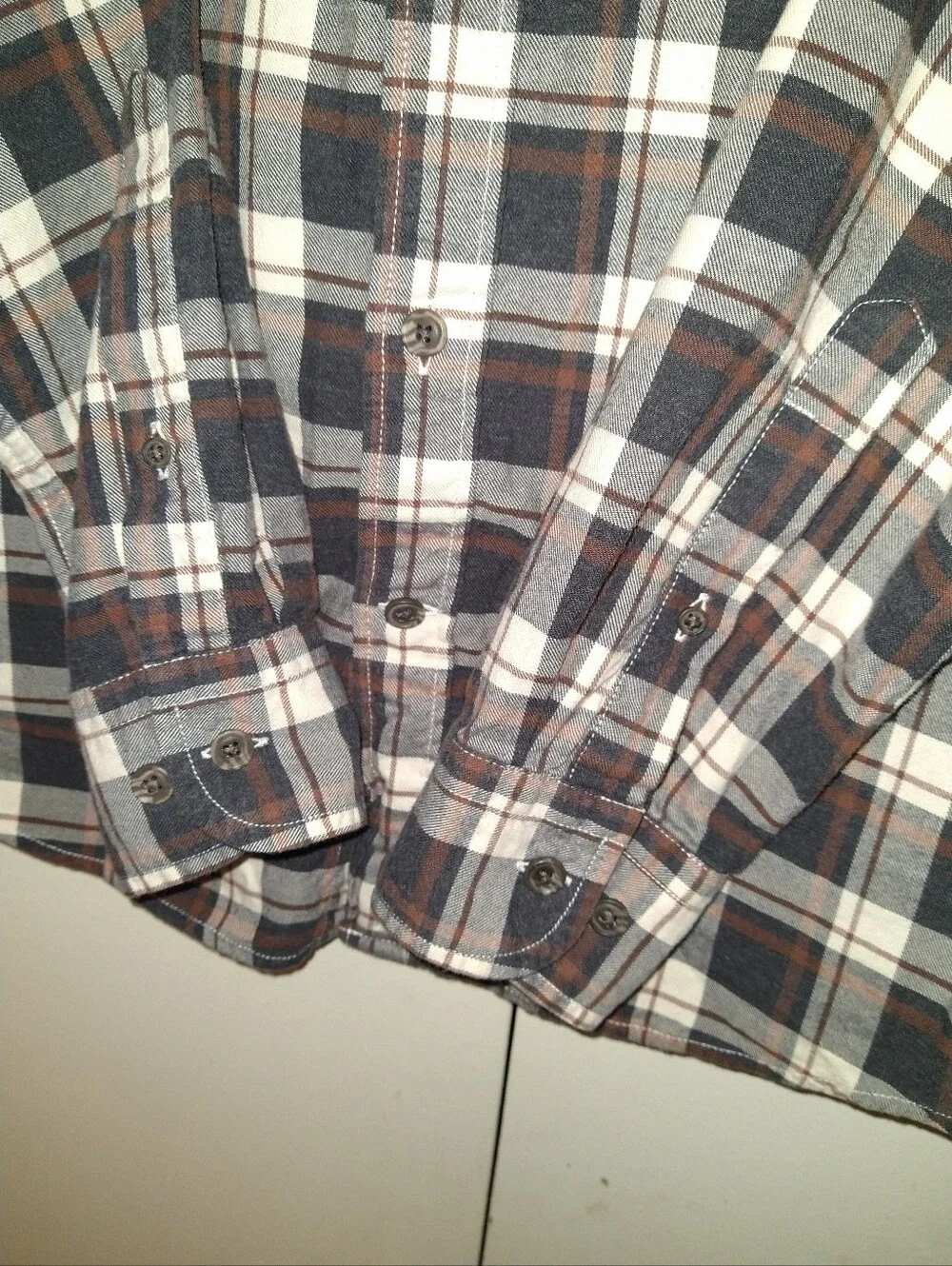 Banana Republic Luxe Untucked Slim Fit Plaid Long Sleeve Button Up Shirt Men's M